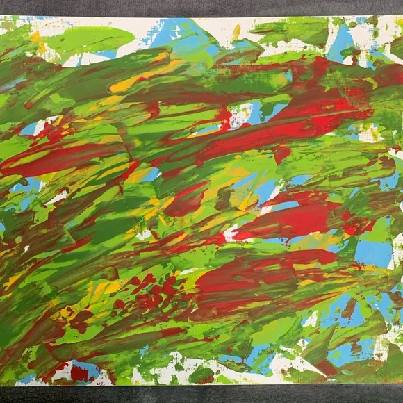 9”x12” Original Artwork! Blue, red, yellow, green - Picture 5 of 8